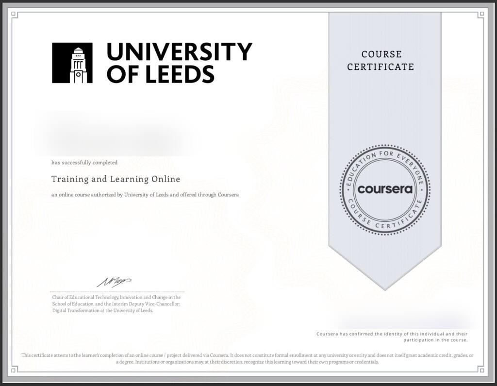 The certificate Coursera issues on your account